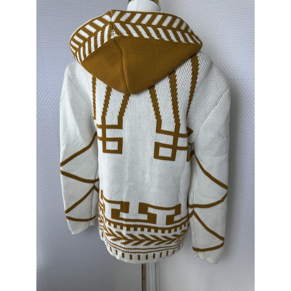 Black Pharaoh Aztec Knit Unisex Cardigan Zipper Sweater Grandpa Medium 2 - Picture 12 of 15